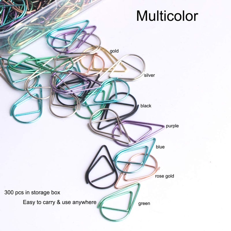 VENCINK 300 Pieces Multicolor Cute Paper Clips  Smooth Stainless Steel Drop-Shaped Colorful Wire Small Paperclips for Office Supplies Girls Kids School Students Paper Document Organizing by VENCINK - Image 3